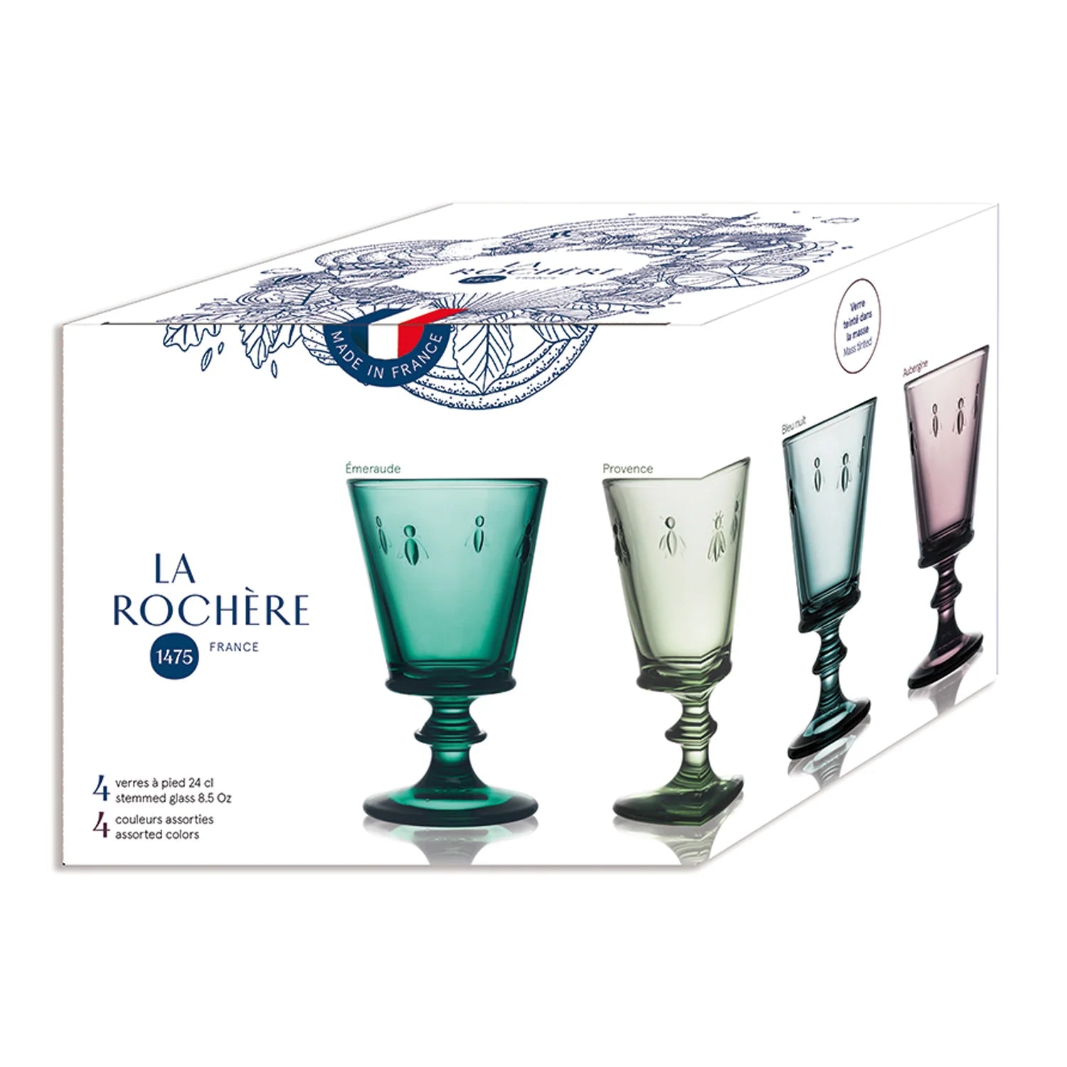 Verres à pied Abeille - Coffret de 4